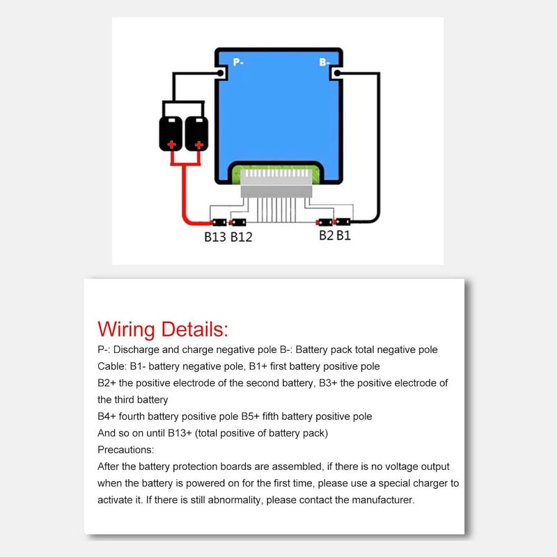 woobles Battery Protection Board, Waterproof Battery Balancing Assembly Good Heat Dissipation High Charge Capacity for Lithiumtitanium Battery (13 String 48V 15A) - Image 5